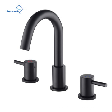 Aquacúbico Cupc sin plomo de 8 pulgadas de 3 pulgadas de 3 hoyos de 2 man-arco de 2 man-spángido de baño negro mate de baño negro